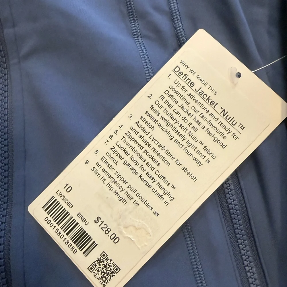 Lululemon Define Jacket Nulu Brillant Blue- Size 10 NWT - Picture 4 of 5